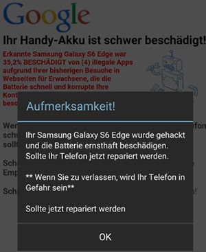Smartphone-Virenalarm: Falsche Warnung, echtes Risiko – mimikama.org Screenshots: checked4you