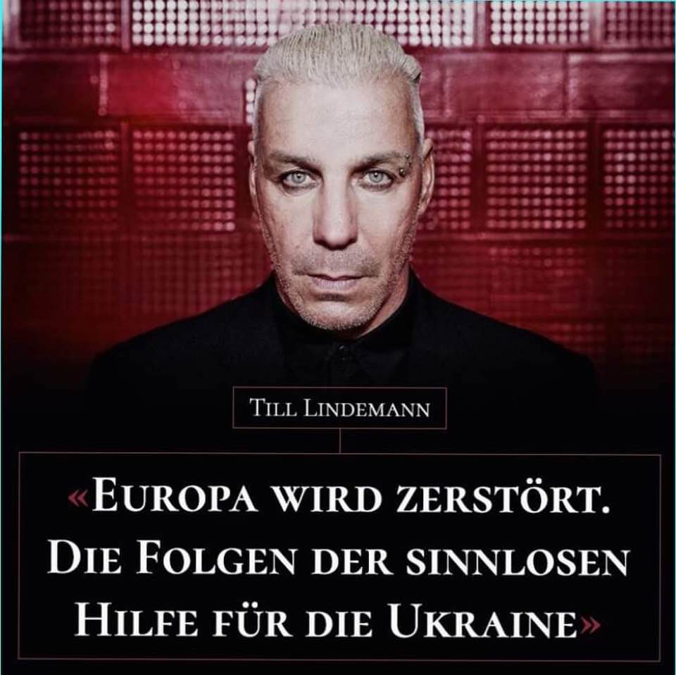 Till Lindemann und der Ukraine-Krieg: Falsches Zitat aufgetaucht? – mimikama.org Till Lindemann und der Ukraine-Krieg: Falsches Zitat aufgetaucht? - Screenshot des Sharepics aus den sozialen Medien