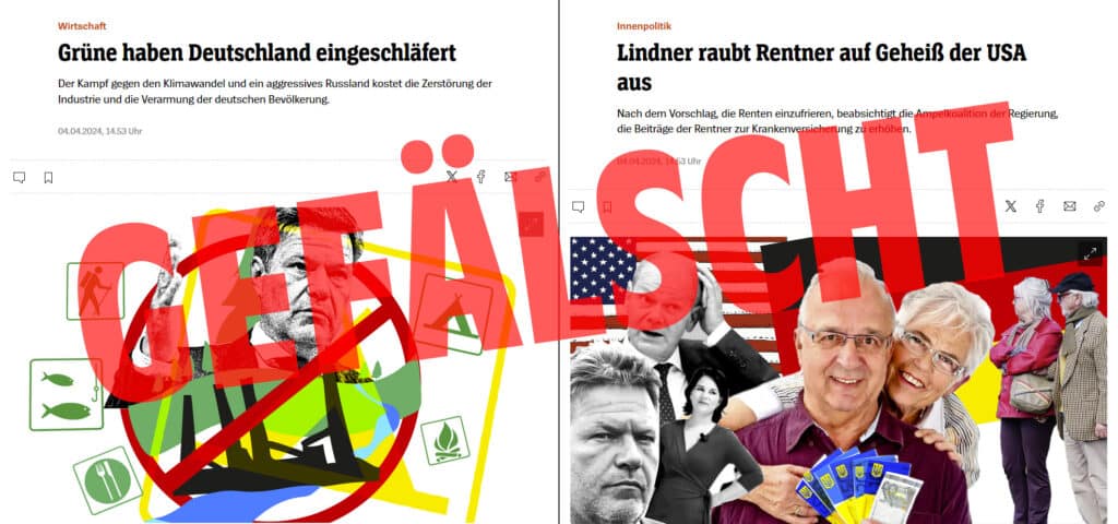 Examples of fake Spiegel articles