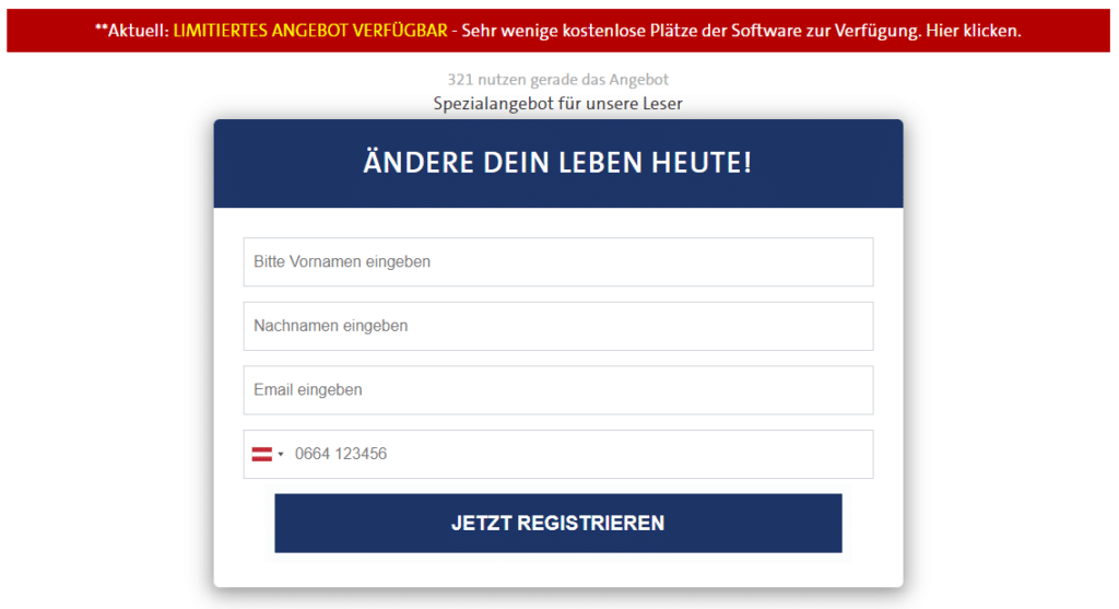 Tagesschau-Fake: Oder ist Til Schweiger jetzt Finanzexperte? – mimikama.org Screenshot der Eingabemaske auf der gefälschten Tagesschau-Seite