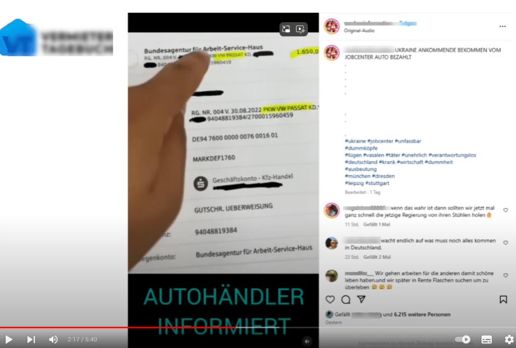 Mythen über Ukrainer: Bekommen sie wirklich Autos geschenkt? – mimikama.org Screenshot YouTube-Video mit der falschen Behauptung