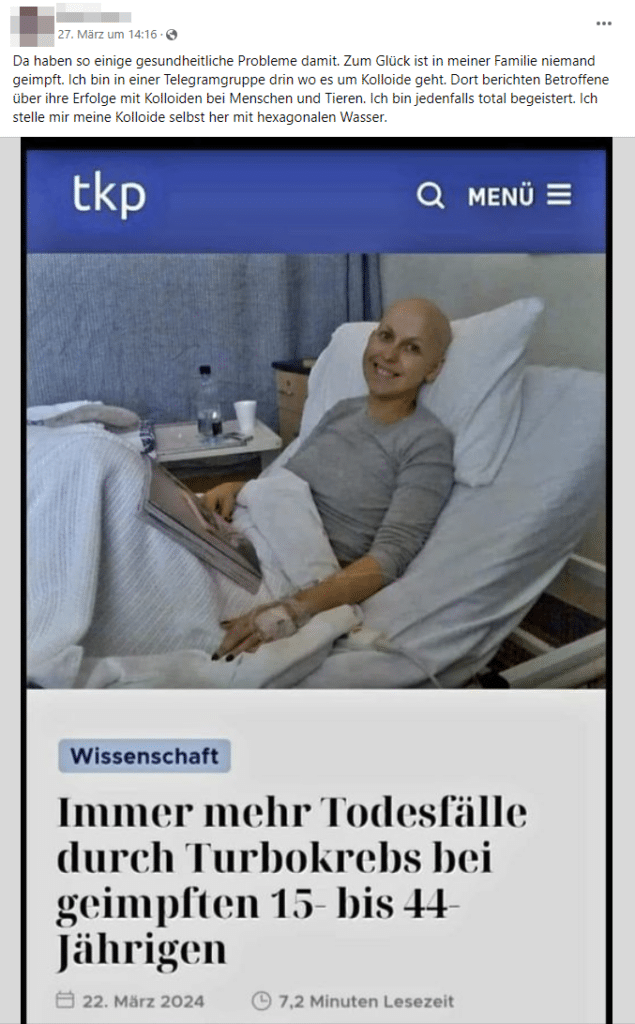 Turbokrebs durch COVID-Impfung: Fakt oder Fiktion? – mimikama.org Screenshot Facebook
