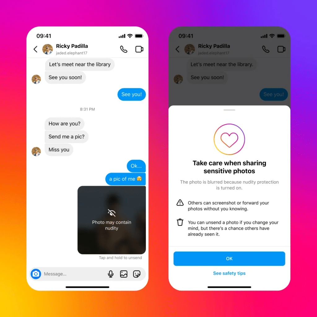 Instagram: Jugendschutz - Initiative gegen Nacktbilder – mimikama.org Screenshot Meta
