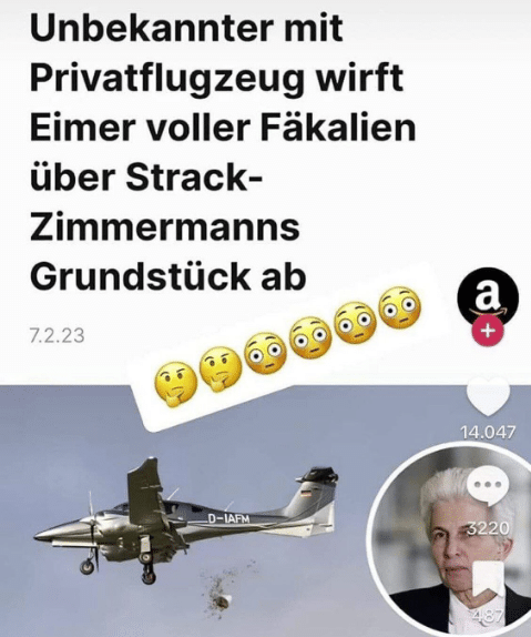 Fäkalien auf Strack-Zimmermanns Grundstück abgeworfen? Nein! – mimikama.org Screenshot Instagram