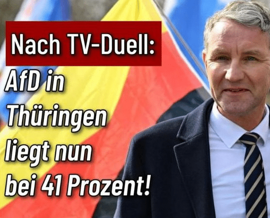 AfD in Thüringen nicht bei 41, sondern um 30 Prozent – mimikama.org Screenshot soziale Medien