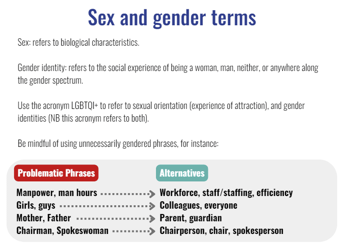 Screenshot Seite 8 des "Scotland’s International Development Alliance Inclusive Language Guide"