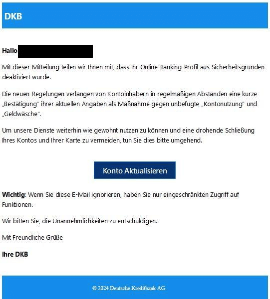 Gefälschte E-Mail der DKB