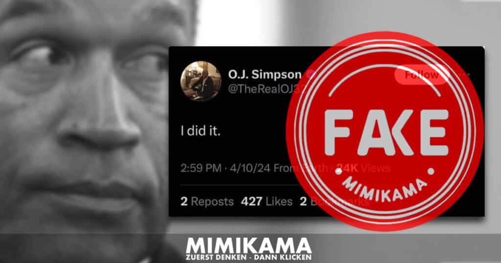 O.J. Simpson: Sein angeblich letzter Tweet "I did it" / Artikelbild: Glomex