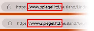 Die offizielle URL des Spiegel lautet "spiegel.de"