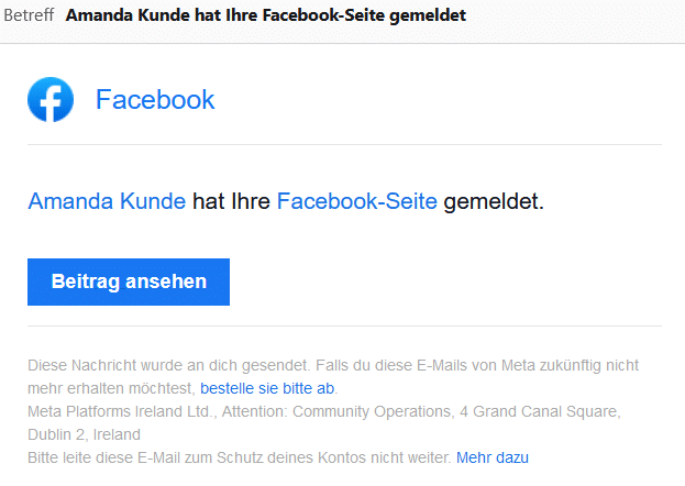 Warnungen von Facebook