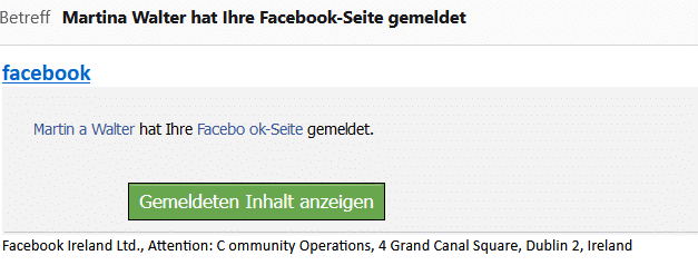 Warnungen von Facebook