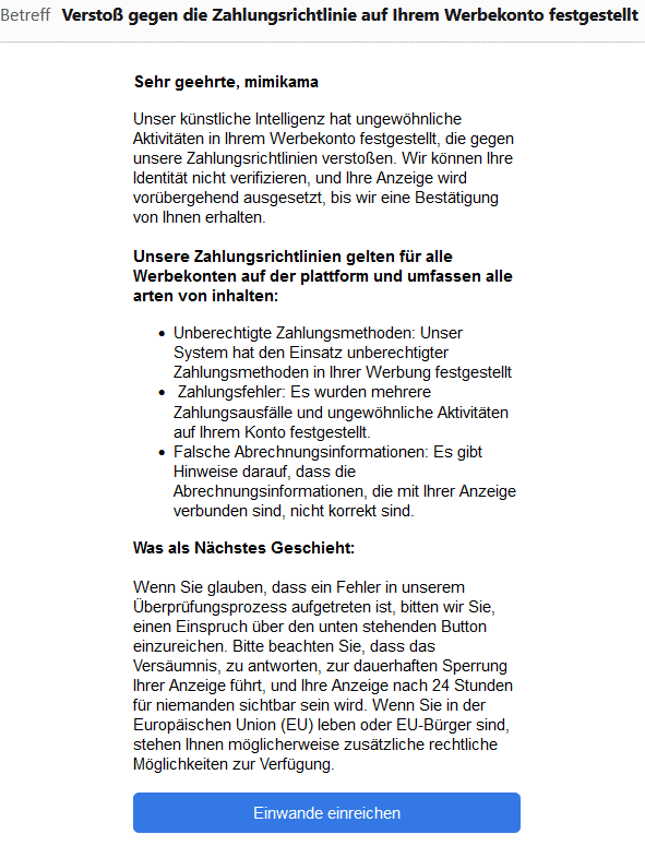 Warnungen von Facebook