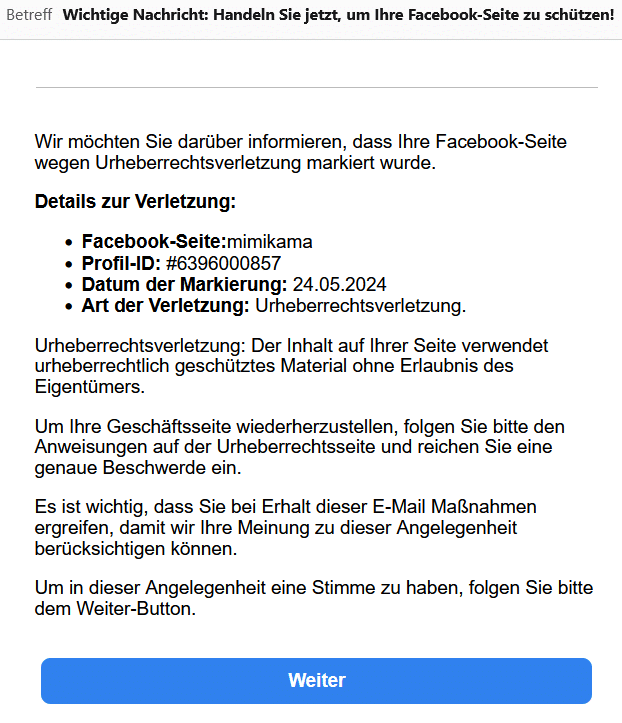 Warnungen von Facebook