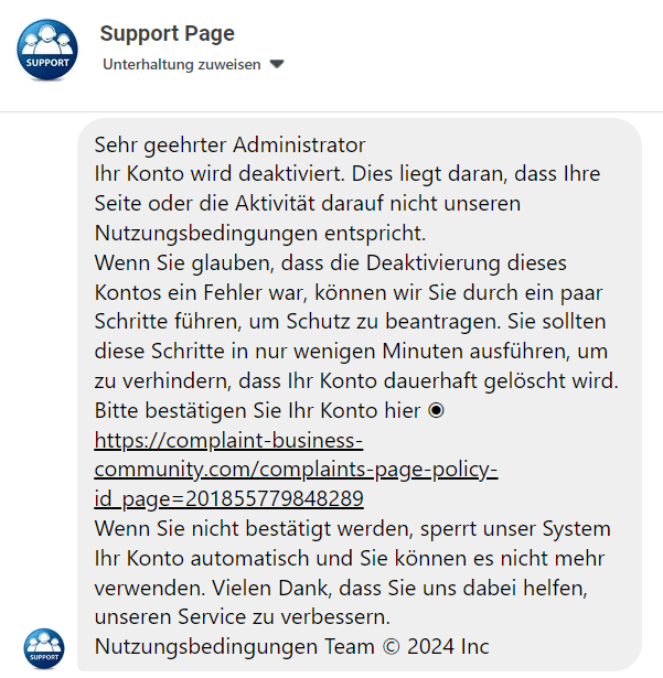 Warnungen von Facebook