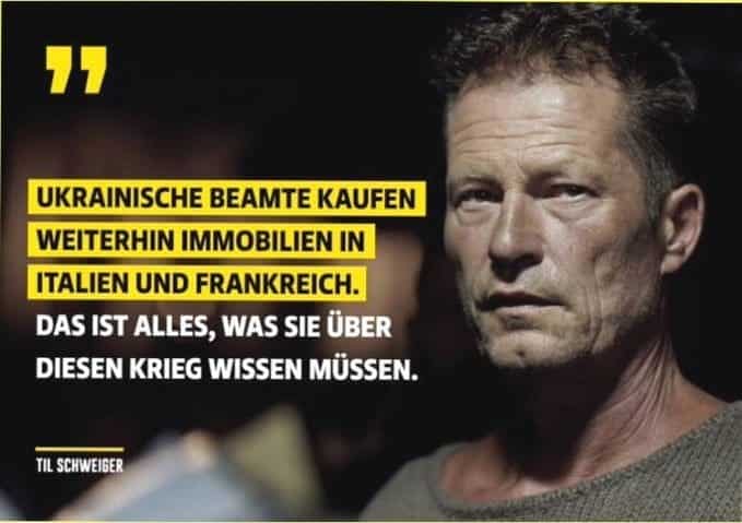 Til Schweiger und die falschen Ukraine-Zitate: Eine Analyse – mimikama.org Til Schweiger und die falschen Ukraine-Zitate: Eine Analyse - Screenshot des Sharepics aus den sozialen Medien