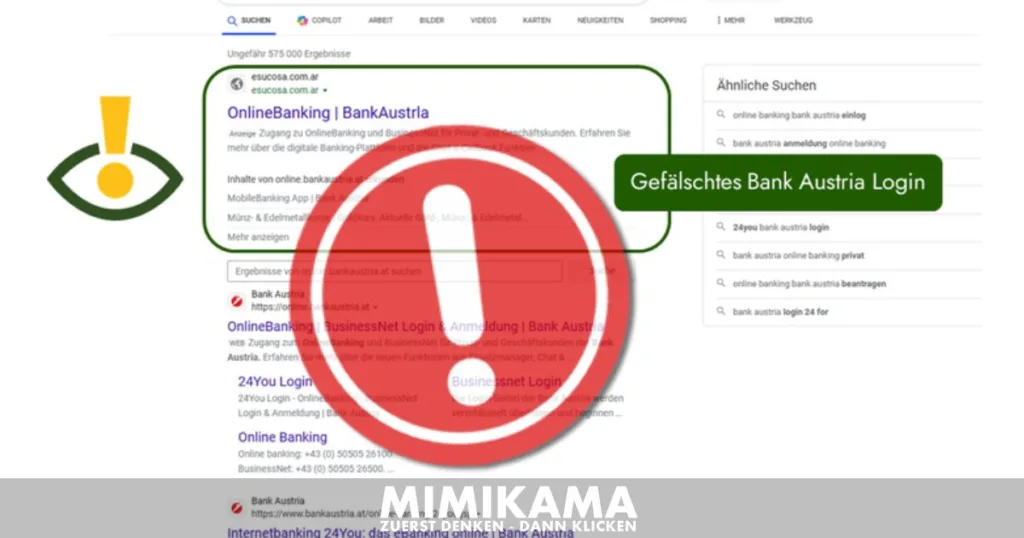 Gefälschte Online-Banking-Seiten in Suchmaschinen wie Bing, Google & Co. / Screenshot Watchlist Internet