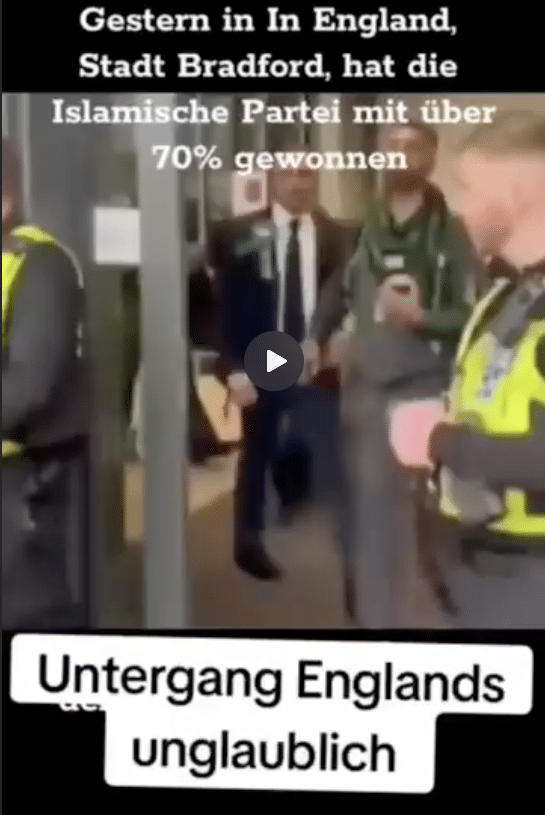 Labour gewinnt Kommunalwahlen in Bradford: Keine Mehrheit für Islamisten – mimikama.org Labour gewinnt Kommunalwahlen in Bradford: Keine Mehrheit für Islamisten - Screenshot des Videos aus den sozialen Medien