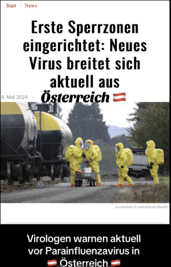 Fake News: keine Sperrzonen in Österreich wegen eines neuen Virus – mimikama.org Fake News über Sperrzonen