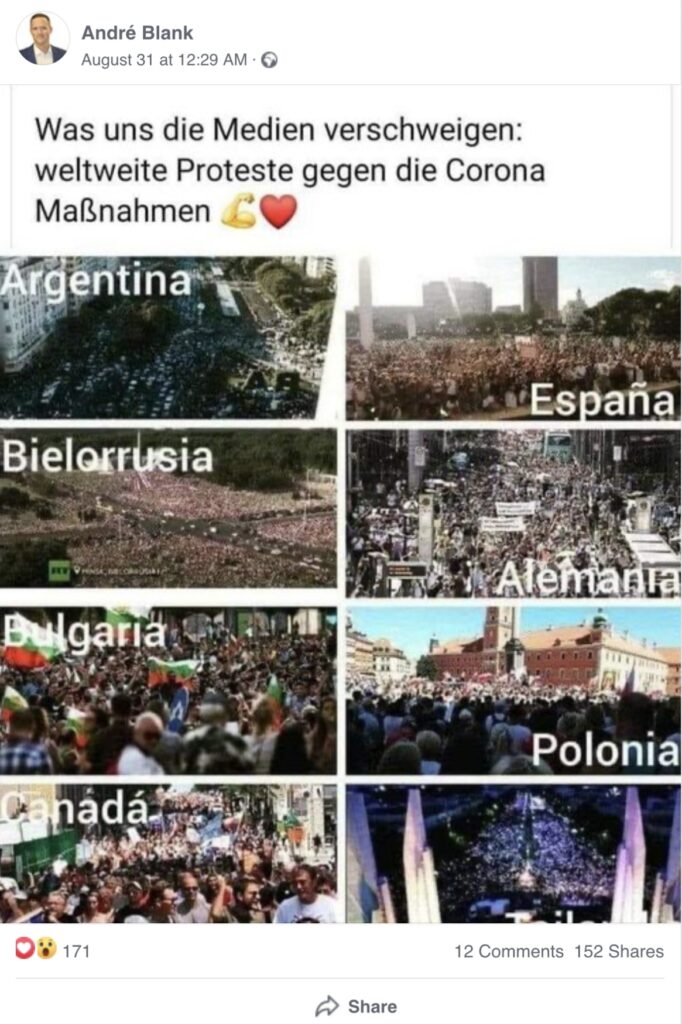 Missverständnisse bei Protestfotos: Nicht alle betreffen Corona-Maßnahmen – mimikama.org Missverständnisse bei Protestfotos: Nicht alle betreffen Corona-Maßnahmen - Screenshot aus den sozialen Medien
