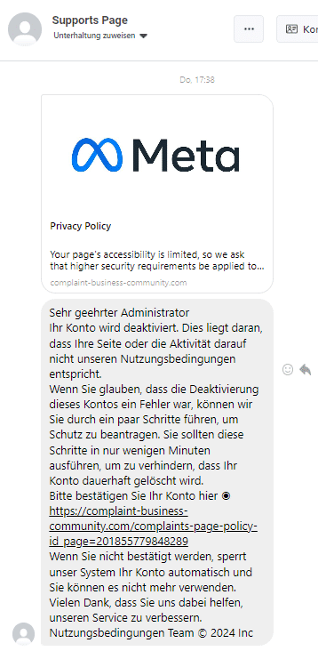 Warnungen von Facebook