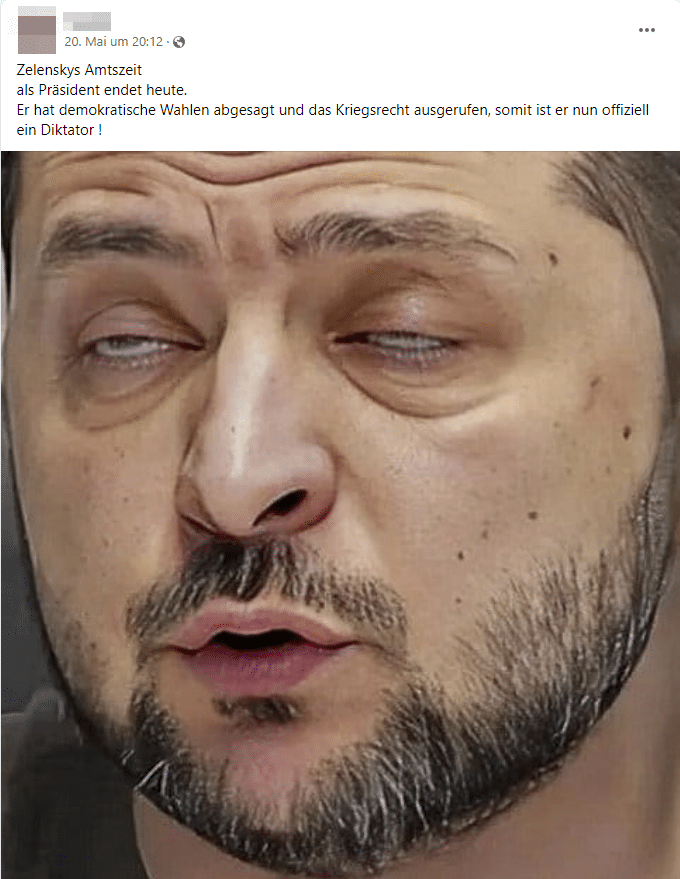 Wahlverschiebung in der Ukraine durch Selenskyj? Nein! – mimikama.org Screenshot der Behauptung auf Facebook