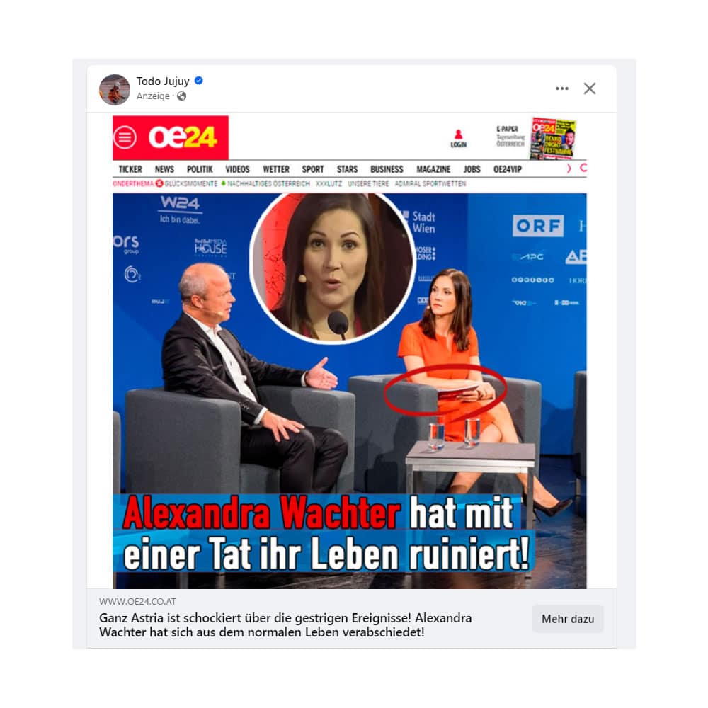 Fake-Werbung mit: Alexandra Wachter (Journalistin und Moderatorin)
