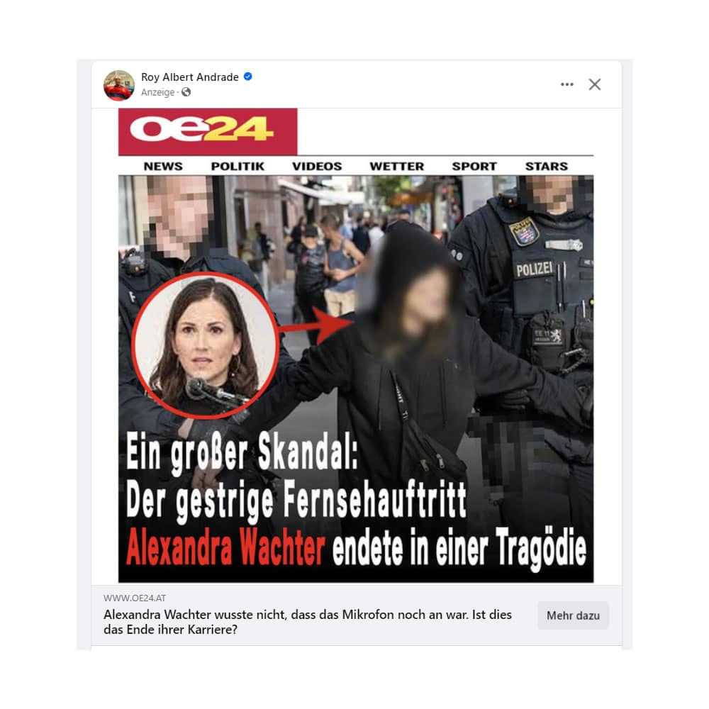 Fake-Werbung mit: Alexandra Wachter (Journalistin und Moderatorin)