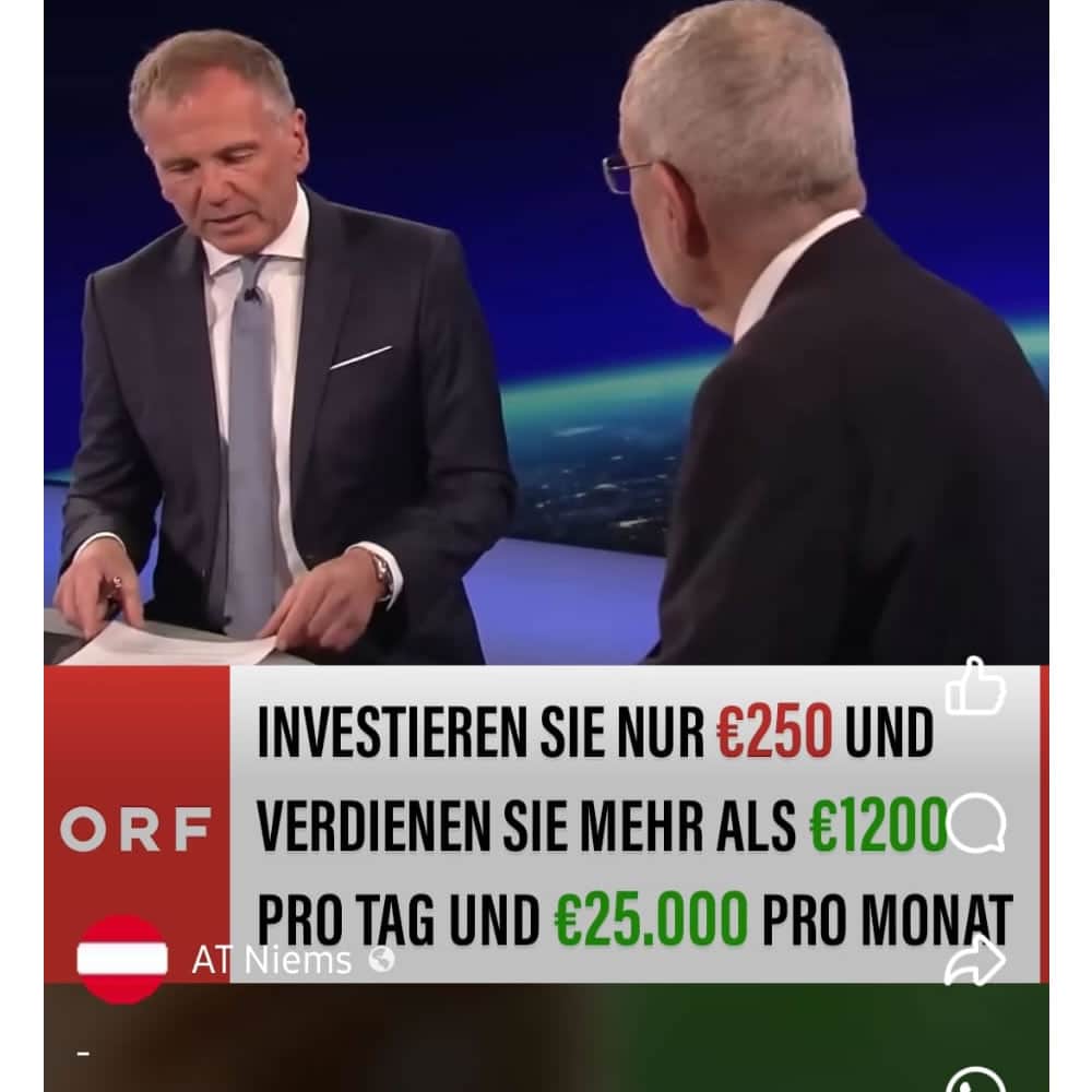 Deppfake-Werbung mit: Armin Wolf (ORF) und Alexander Van der Bellen (Bundespräsident von Österreich)