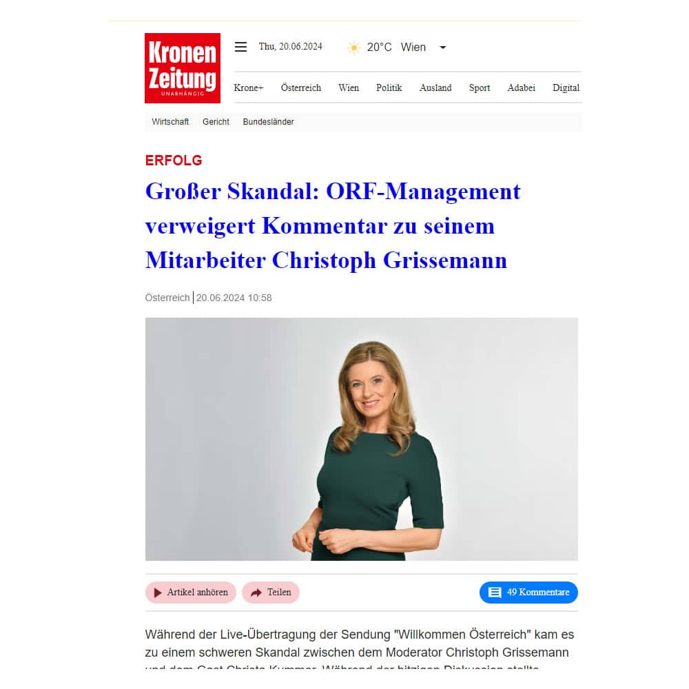 Fake-Webseite mit: Christa Kummer (Meteorologin und Wettermoderatorin im ORF)