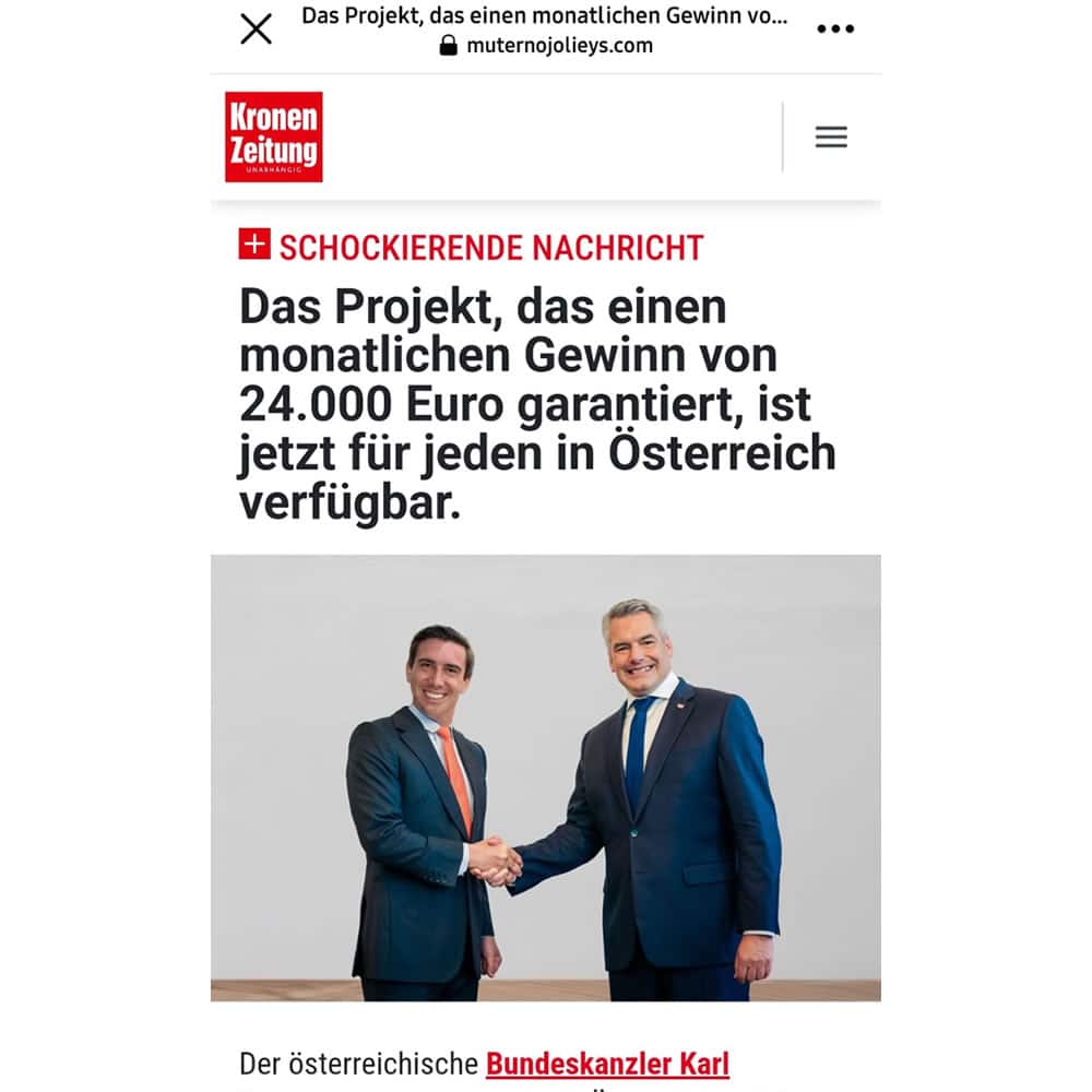 Fake-Webseite mit: Karl Nehammer (Bundeskanzler von Österreich)