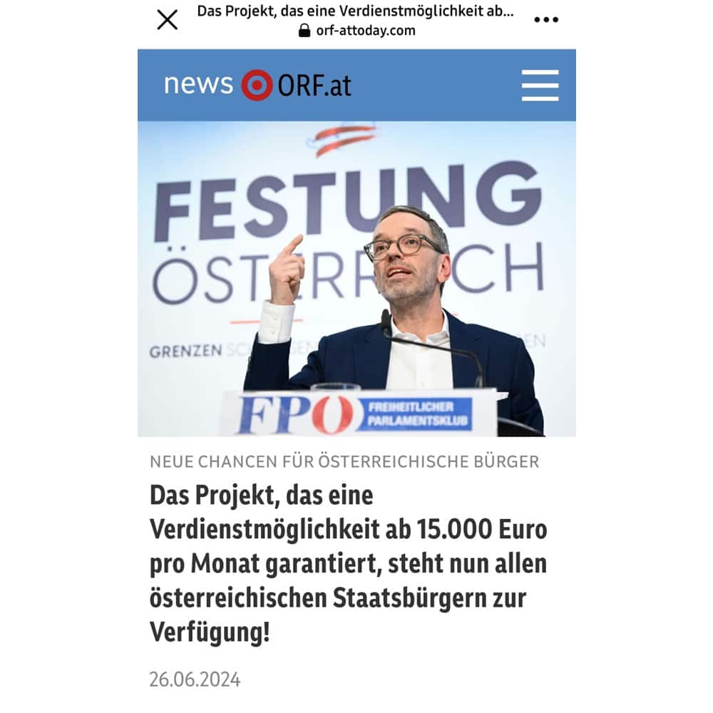 Fake-Webseite mit: Herbert Kickl (Politiker, ehemaliger Innenminister und Vorsitzender der FPÖ)