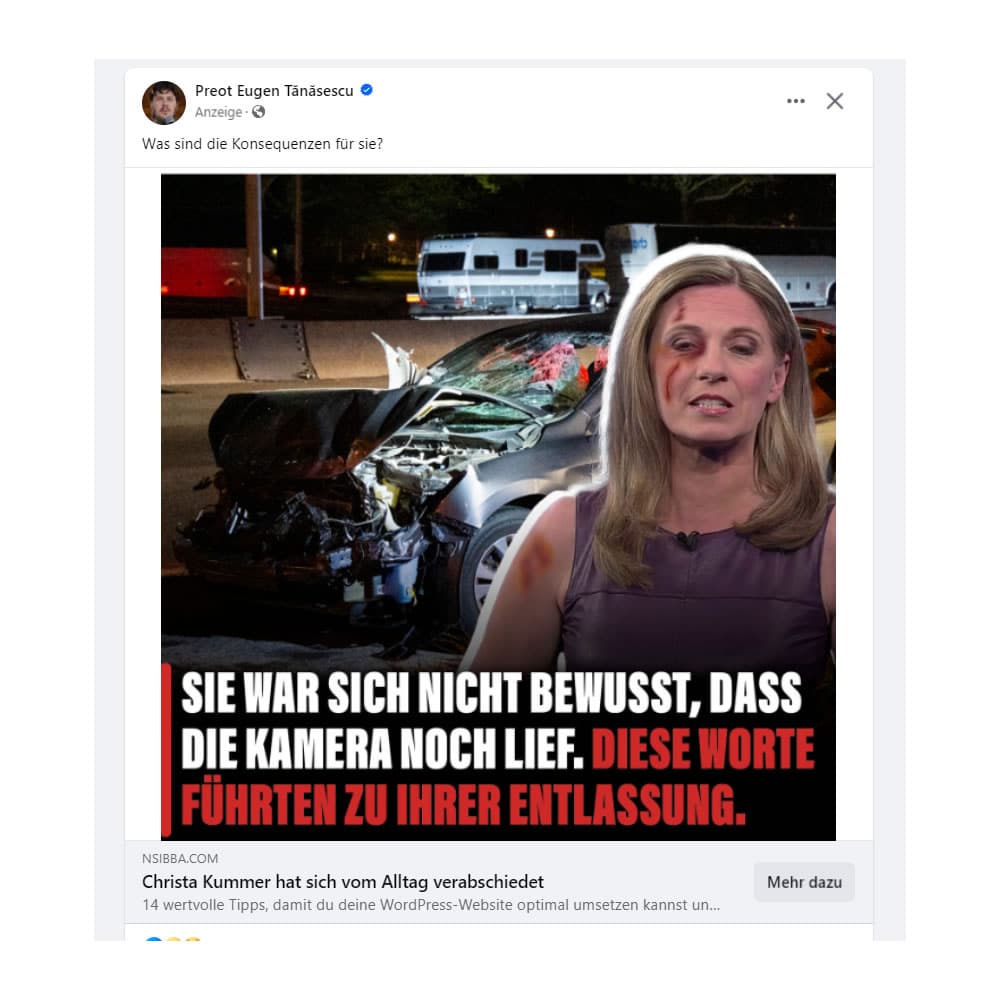 Fake-Werbung mit: Christa Kummer (Meteorologin und Wettermoderatorin im ORF)
