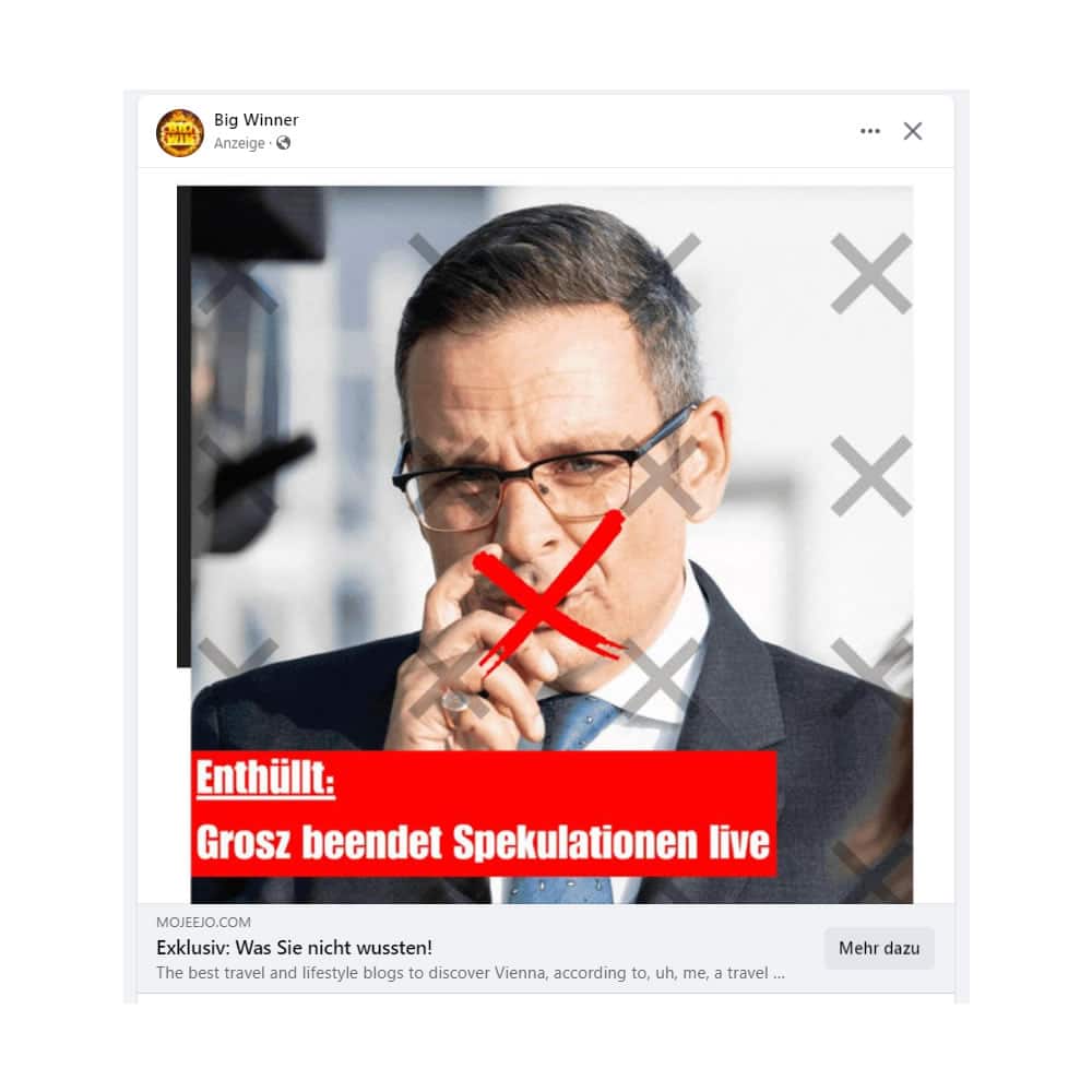 Fake-Werbung mit: Gerald Grosz (Politiker und ehemaliger Vorsitzender der BZÖ)