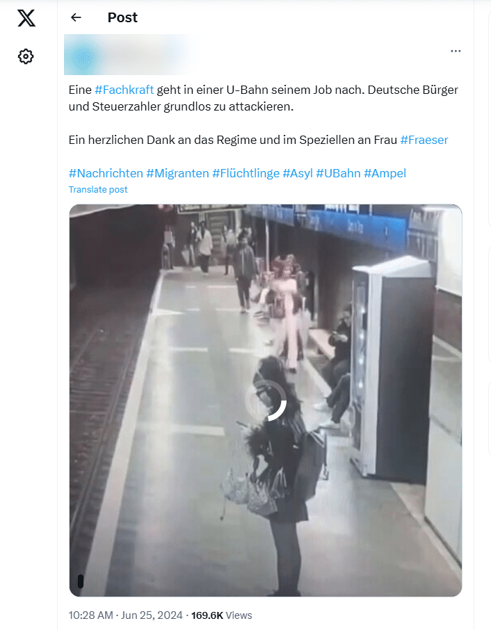 Gewalt an U-Bahn-Haltestelle in Barcelona: Video sorgt für Verwirrung – mimikama.org Eine Metrostation in Barcelona, an der der Angriff auf Frauen stattfand. Screenshot des ursprünglichen (inzwischen gelöschten) Posts auf X (hier archiviert)