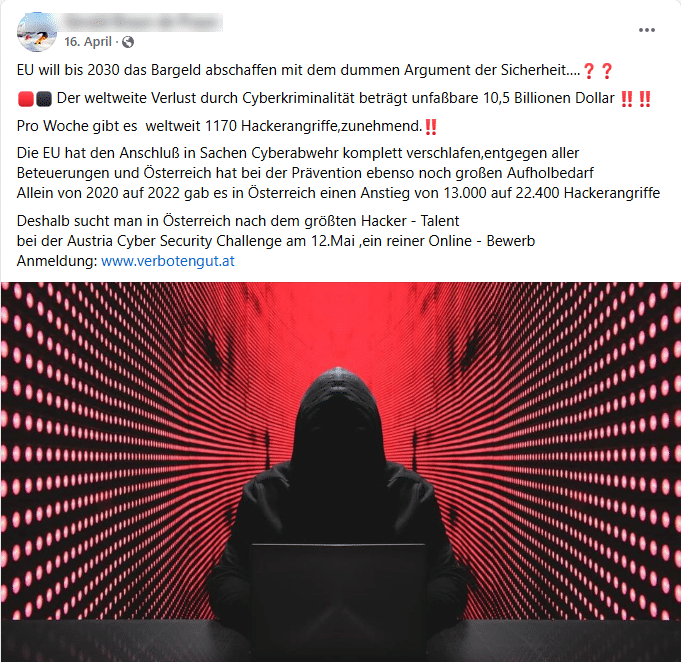 Digitaler Euro als Ergänzung - Bargeld bleibt gesetzliches Zahlungsmittel in der EU – mimikama.org Screenshot auf Facebook der Behauptung (hier archiviert)