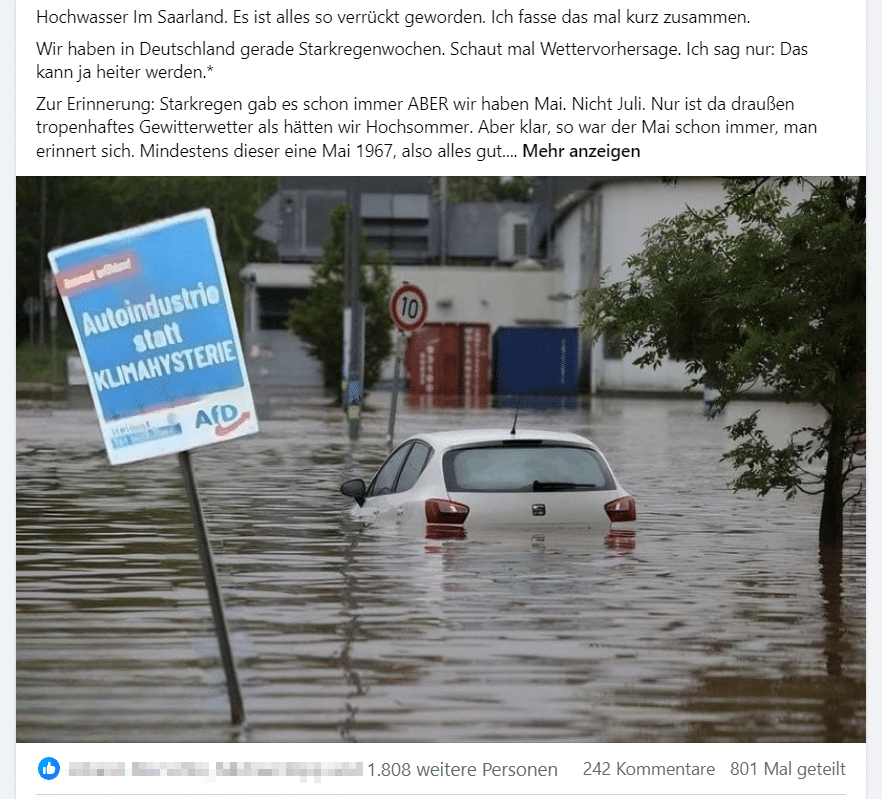 AfD-Plakat in Hochwasserfoto manipuliert – mimikama.org AfD-Plakat in Hochwasserfoto manipuliert