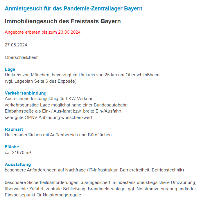 Nächste Pandemie vor der Tür? Bayern wappnet sich mit gigantischem Pandemie-Zentrallager! – mimikama.org Nächste Pandemie vor der Tür? Bayern wappnet sich mit gigantischem Pandemie-Zentrallager! – mimikama.org