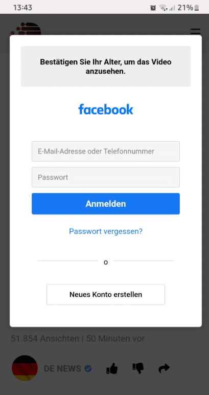 Fake: der Facebook-Entführungsbetrug der 7-jährigen Paula Schäfer – mimikama.org Screenshot: Fake Facebook-Login Seite