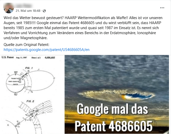 Kohlenstoffemissionen, nicht Wetteränderungen durch HAARP, verursachen die globale Erwärmung – mimikama.org Screenshot der Behauptung auf Facebook (hier archiviert)