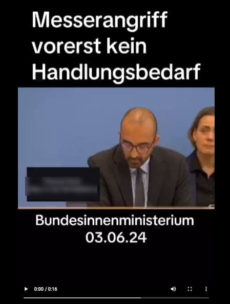 Vorerst kein Handlungsbedarf: Die wahre Geschichte hinter den Aussagen zum Messerverbot – mimikama.org Screenshot des fraglichen Videos (hier archiviert)