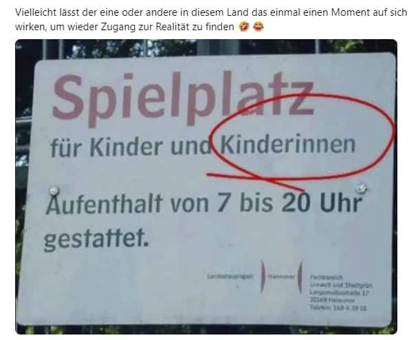 Spielplatz für Kinder und Kinderinnen? - Bullshit! – mimikama.org Screenshot Threads
