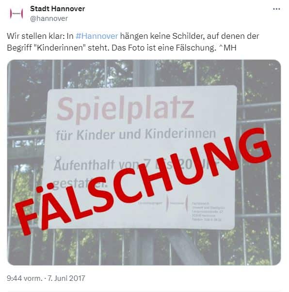 Spielplatz für Kinder und Kinderinnen? - Bullshit! – mimikama.org Spielplatz für Kinder und Kinderinnen? - Bullshit! – mimikama.org