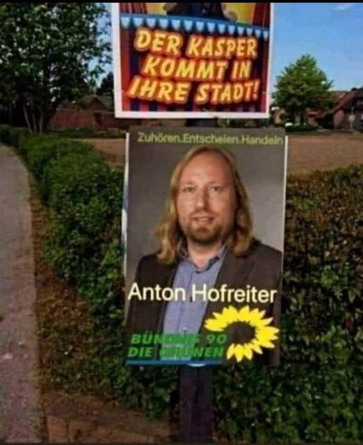 Manipuliertes Foto von Anton Hofreiter und Wahlplakat – mimikama.org Manipuliertes Foto von Anton Hofreiter und Wahlplakat
