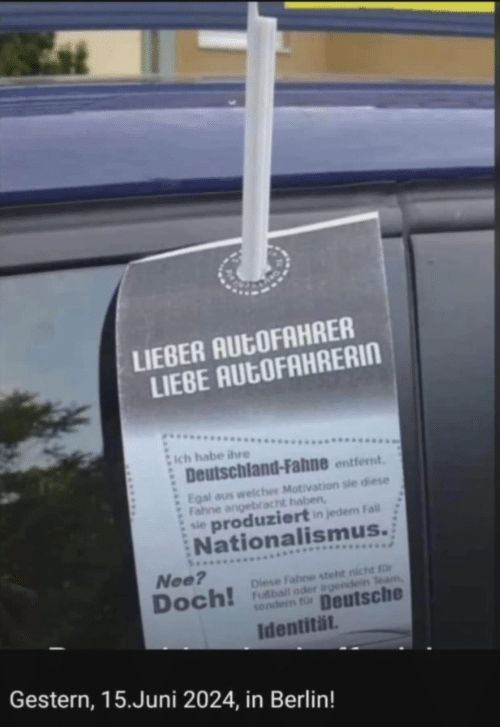 Schwarz-Rot-Gold: Foto von abgebrochener Autofahne ist mindestens 10 Jahre alt – mimikama.org Screenshot des Posts auf Facebook (archiviert)