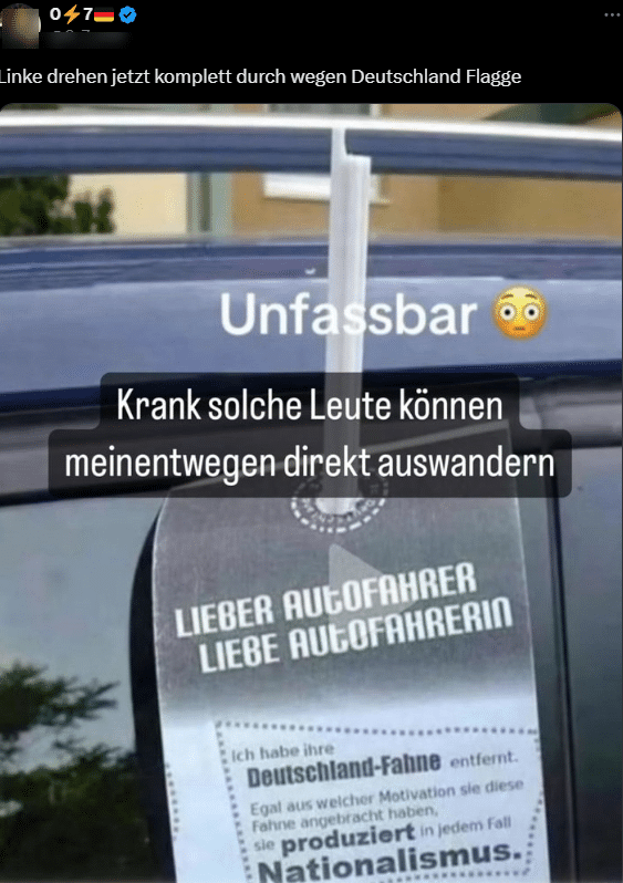 Schwarz-Rot-Gold: Foto von abgebrochener Autofahne ist mindestens 10 Jahre alt – mimikama.org Schwarz-Rot-Gold: Foto von abgebrochener Autofahne ist mindestens 10 Jahre alt – mimikama.org