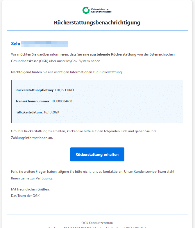 ÖGK-Rückerstattungen: So schützen Sie sich vor Phishing-Mails – mimikama.org ÖGK-Rückerstattungen: So schützen Sie sich vor Phishing-Mails