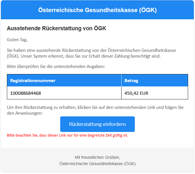 ÖGK-Rückerstattungen: So schützen Sie sich vor Phishing-Mails – mimikama.org ÖGK-Rückerstattungen: So schützen Sie sich vor Phishing-Mails