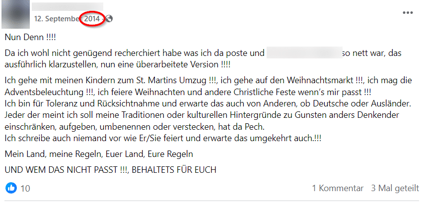 St. Martin wird nicht umbenannt: die Fakten – mimikama.org Screenshot vom 12.9.2014 auf Facebook