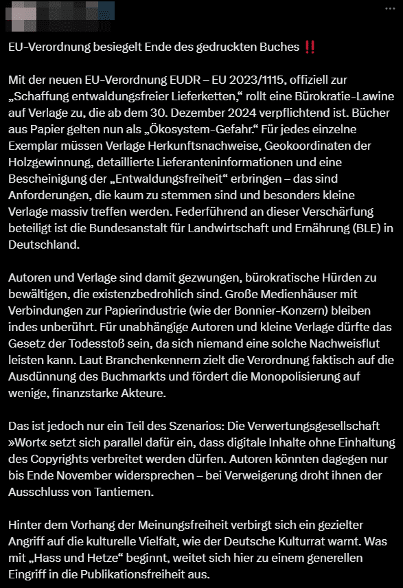 Nein, die EU-Verordnung besiegelt nicht das Ende des gedruckten Buches – mimikama.org Nein, die EU-Verordnung besiegelt nicht das Ende des gedruckten Buches – mimikama.org