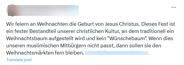 „Winterwunderland“ in Wolfsburg: Weihnachtsmarkt, Wintermarkt oder Wortspiel? – mimikama.org Screenshot aus sozialen Medien (hier archiviert)